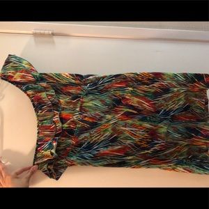 Colorful bright striped dress; size: XL